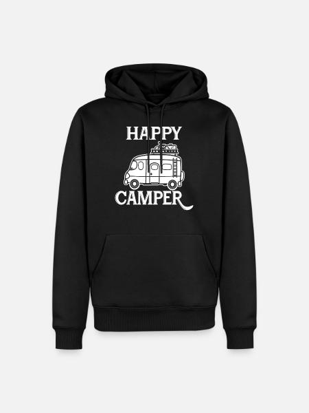 Happy Camper - Männer Premium Bio Hoodie - Schwarz