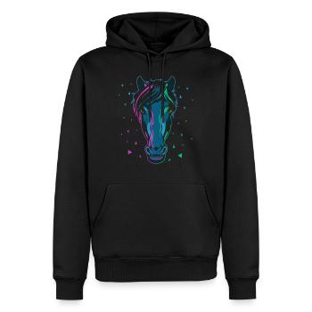 Pferdekopf Pferd Pony Hengst Reiten Geschenk Bunt - Männer Premium Bio Hoodie - Schwarz - Vorne - Nico (187cm)