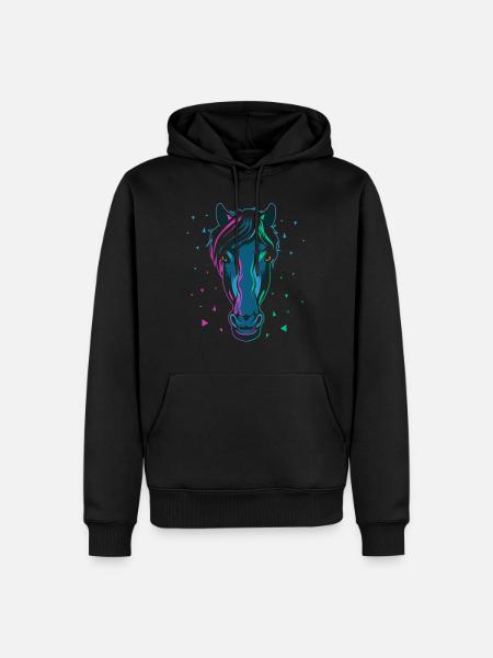 Pferdekopf Pferd Pony Hengst Reiten Geschenk Bunt - Männer Premium Bio Hoodie - Schwarz