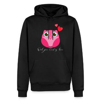 Eule Uhu - Männer Premium Bio Hoodie - Schwarz - Vorne - Nico (187cm)