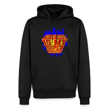 Freundlichkeit ist meine Supermacht Verbreiten Frieden - Männer Premium Bio Hoodie - Schwarz - Vorne - Nico (187cm)