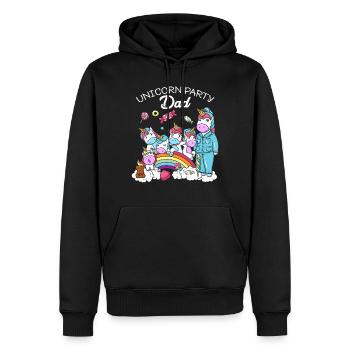 Cadeau d'anniversaire Licorne fête Père papa papa - Sweat à capuche Premium bio Homme - noir - Devant - Nico (187cm)