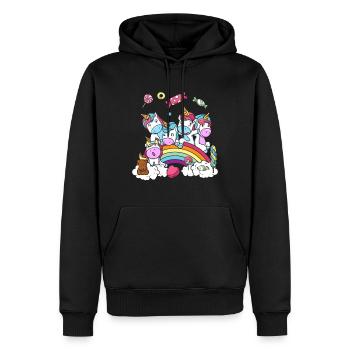 Cadeau d'anniversaire Licorne Fête Fille - Sweat à capuche Premium bio Homme - noir - Devant - Nico (187cm)