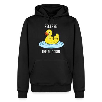 Relâchez le canard de canard Quackin qui grince - Sweat à capuche Premium bio Homme - noir - Devant - Nico (187cm)