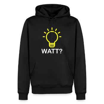 Watt? - Cadeau drôle d'électricien d'ampoule - Sweat à capuche Premium bio Homme - noir - Devant - Nico (187cm)