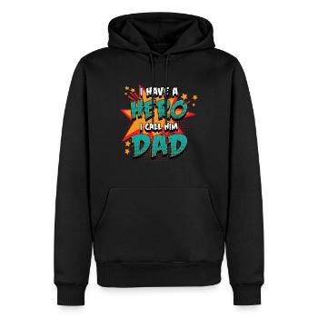 Cool Hero & Dad Design - Perfect as a gift - Men’s Premium Organic Hoodie - black - Front - Nico (187cm)