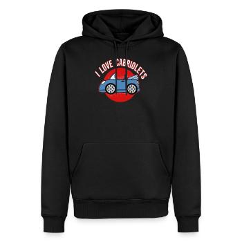 Idée cadeau bande dessinée voiture vintage cabriolet voiture décapotable - Sweat à capuche Premium bio Homme - noir - Devant - Nico (187cm)