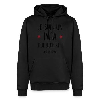 je suis un papa qui déchire ! - Sweat à capuche Premium bio Homme - noir - Devant - Nico (187cm)