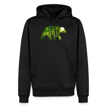 Bär Waldfreund Geschenkidee - Männer Premium Bio Hoodie - Schwarz - Vorne - Nico (187cm)