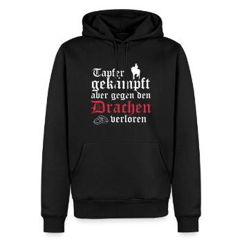 Tapfer gekämpft, aber gegen den.. - Geschenk - Männer Premium Bio Hoodie - Schwarz - Vorne - Nico (187cm)