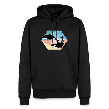 Baleine - Sweat à capuche Premium bio Homme - noir - Devant - Nico (187cm)