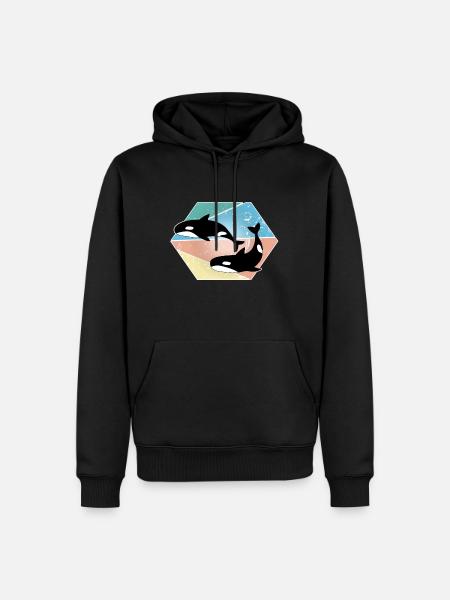 whale - Men’s Premium Organic Hoodie - black