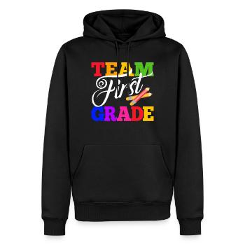 Équipe 1er 1er Grade Retour à l'école - Sweat à capuche Premium bio Homme - noir - Devant - Nico (187cm)