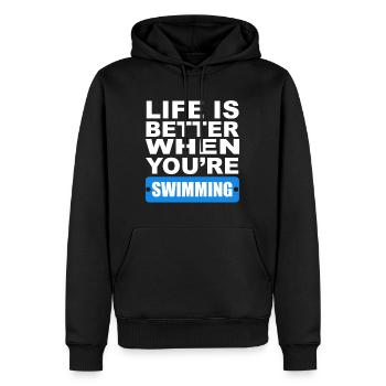 La vie est meilleure quand tu nages! - Cadeau - Sweat à capuche Premium bio Homme - noir - Devant - Nico (187cm)