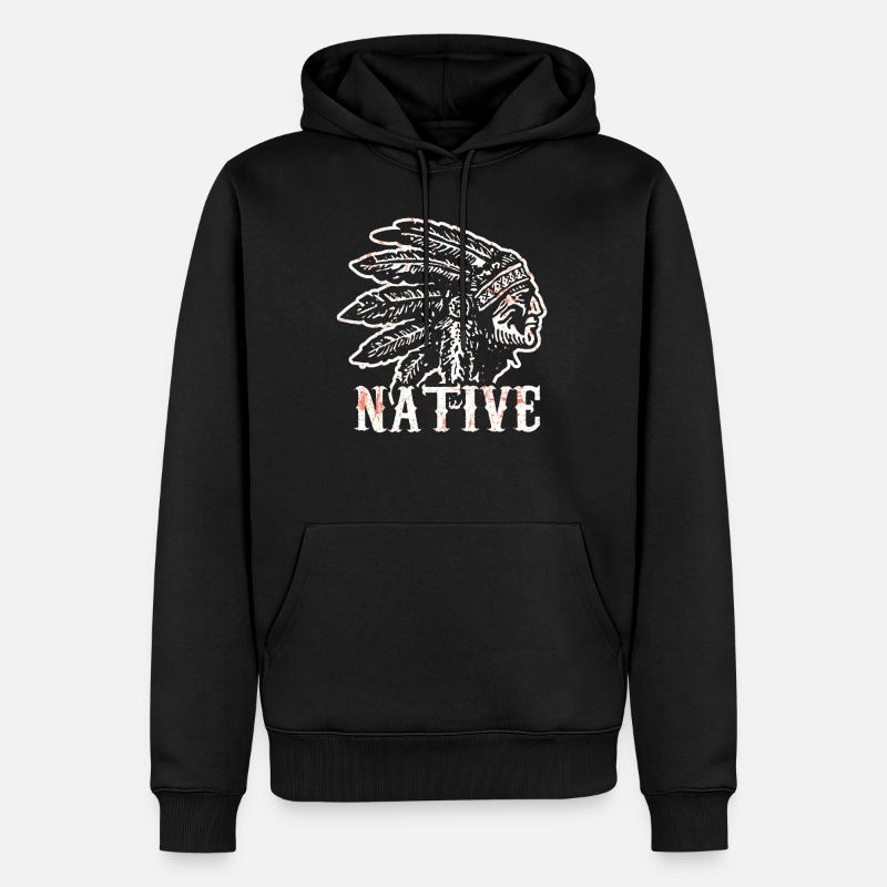 Native American Native History États-Unis - Sweat à capuche Premium bio Homme - noir