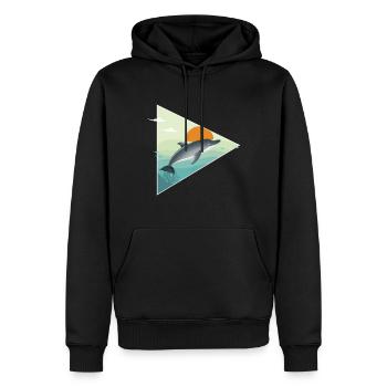 Dauphin - lever du soleil - océan - Sweat à capuche Premium bio Homme - noir - Devant - Nico (187cm)