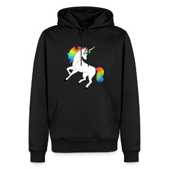 Einhorn - Männer Premium Bio Hoodie - Schwarz - Vorne - Nico (187cm)