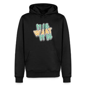 Énonciations drôles citation drôle citations inspirantes - Sweat à capuche Premium bio Homme - noir - Devant - Nico (187cm)