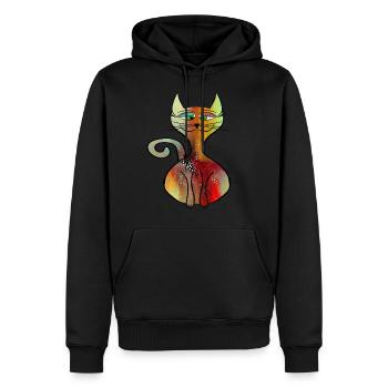chat - Sweat à capuche Premium bio Homme - noir - Devant - Nico (187cm)