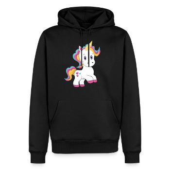 Einhorn - Männer Premium Bio Hoodie - Schwarz - Vorne - Nico (187cm)