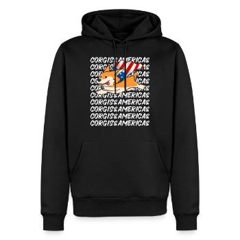 Fliegender Super Corgi Amerika USA Hundeliebe - Männer Premium Bio Hoodie - Schwarz - Vorne - Nico (187cm)