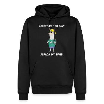 Alpaka Reise Cool Rucksack Alpaca My Bags Geschenk - Männer Premium Bio Hoodie - Schwarz - Vorne - Nico (187cm)