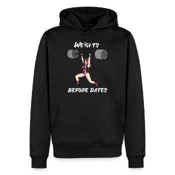 Entraînement puissant de musculation de poids de femme forte - Sweat à capuche Premium bio Homme - noir - Devant - Nico (187cm)