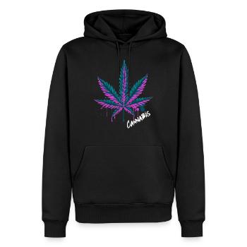 Cannabis Leaf Cannabis Grass Weed Gift - Men’s Premium Organic Hoodie - black - Front - Nico (187cm)