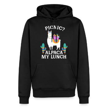 Pique-nique? Alpaga mon déjeuner Funny Llama - Sweat à capuche Premium bio Homme - noir - Devant - Nico (187cm)