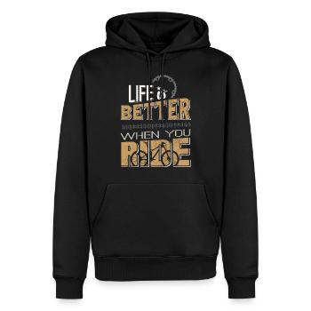 MTB Mountainbike Downhill Enduro Berge Geschenk - Männer Premium Bio Hoodie - Schwarz - Vorne - Nico (187cm)