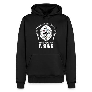 Motif de tatouage - Tatooed Gentleman - Encre tatouée - Sweat à capuche Premium bio Homme - noir - Devant - Nico (187cm)