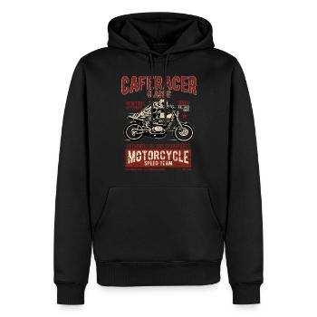 Biker Shirt Caferacer Classic Race Speed Team - Männer Premium Bio Hoodie - Schwarz - Vorne - Nico (187cm)