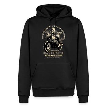 Biker Shirt full speed Lifestyle club - Männer Premium Bio Hoodie - Schwarz - Vorne - Nico (187cm)