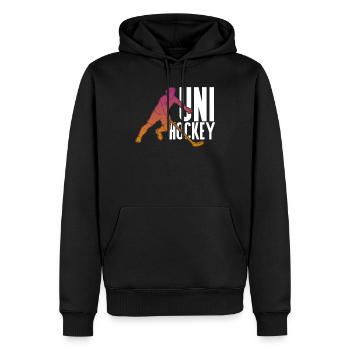 unihockey haftet Spieler Spiel Geschenkidee - Männer Premium Bio Hoodie - Schwarz - Vorne - Nico (187cm)