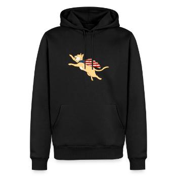 Fliegende Katze Haustier Miau Amerika USA - Männer Premium Bio Hoodie - Schwarz - Vorne - Nico (187cm)