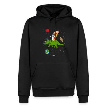 Cadeau de dinosaure de chat à pizza - Sweat à capuche Premium bio Homme - noir - Devant - Nico (187cm)