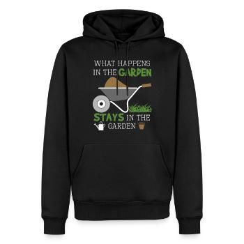 CE QUI SE PASSE AU JARDIN SEJOUR AU JARDIN - Sweat à capuche Premium bio Homme - noir - Devant - Nico (187cm)