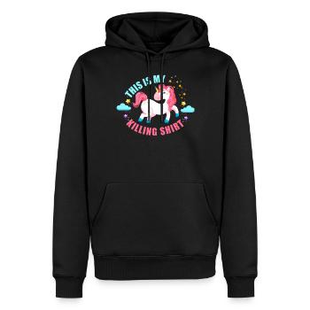 this is my killing shirt Einhorn Unicorn Fun Shirt - Männer Premium Bio Hoodie - Schwarz - Vorne - Nico (187cm)