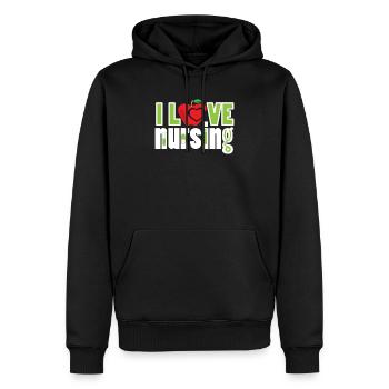 Lustige Krankenschwester ich liebe Pflege Medizin Geschenk - Männer Premium Bio Hoodie - Schwarz - Vorne - Nico (187cm)