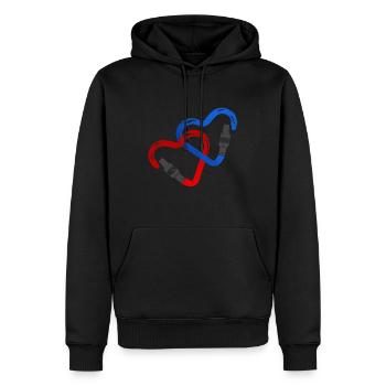 Carabiner Heart - klatring kærlighed partner gave - Herre Premium økologisk hoodie - sort - Foran - Nico (187cm)