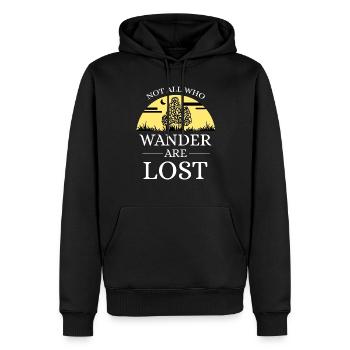 Wander are Lost - Funny mushroom collector saying Pil - Men’s Premium Organic Hoodie - black - Front - Nico (187cm)