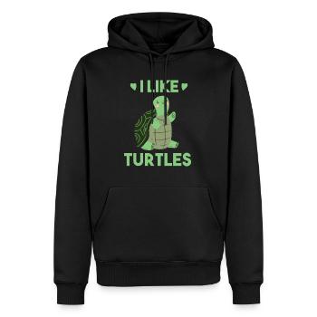 Dicton drôle de tortue - j'aime les tortues Niedli - Sweat à capuche Premium bio Homme - noir - Devant - Nico (187cm)
