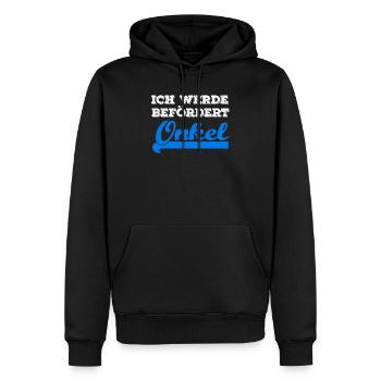 Je suis promu: Oncle | cadeau - Sweat à capuche Premium bio Homme - noir - Devant - Nico (187cm)