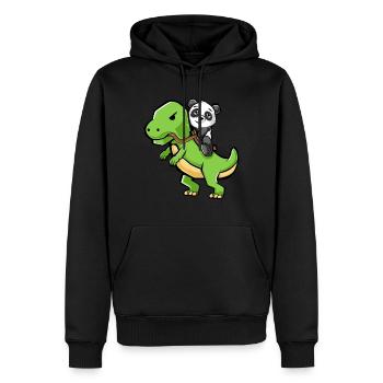Panda, équitation, a, t-rex, dinosaure, -, rigolote, dinosaure - Sweat à capuche Premium bio Homme - noir - Devant - Nico (187cm)