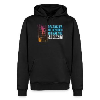 Course d'obstacles cool disant cadeau rétro de force - Sweat à capuche Premium bio Homme - noir - Devant - Nico (187cm)