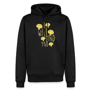 Lustiger Pilz ich werde Sie Geschenk finden - Männer Premium Bio Hoodie - Schwarz - Vorne - Nico (187cm)