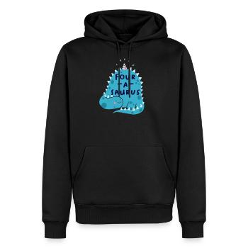 4ème anniversaire anniversaire garçon dinosaure quatre - Sweat à capuche Premium bio Homme - noir - Devant - Nico (187cm)