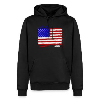 USA Flagge - Männer Premium Bio Hoodie - Schwarz - Vorne - Nico (187cm)