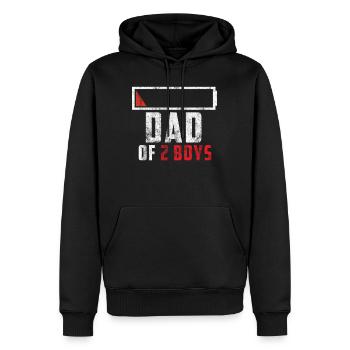 Papa de 2 garçons cadeau père de deux fils enfants - Sweat à capuche Premium bio Homme - noir - Devant - Nico (187cm)