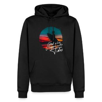 Surfer disant coucher de soleil cadeau rétro heureux - Sweat à capuche Premium bio Homme - noir - Devant - Nico (187cm)